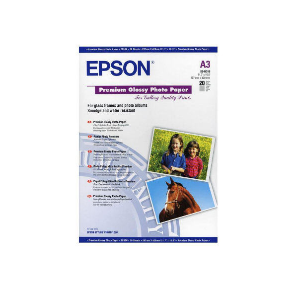 Фотобумага Epson C13S041315 A3, 255 г/м2, 20 л., покрытие - глянцевое